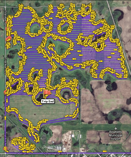 screenshot of real-time sprayer tracking on Razor Tracking's fleet tracking platform